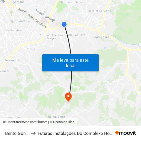 Bento Gonçalves - Pucrs Bc to Futuras Instalações Do Complexo Hospitalar São Miguel (Antigo Hospital Parque Belém) map