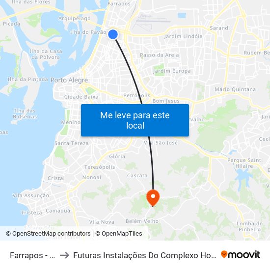 Farrapos - De Conto [Centro] to Futuras Instalações Do Complexo Hospitalar São Miguel (Antigo Hospital Parque Belém) map