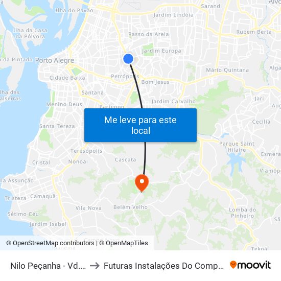 Nilo Peçanha - Vd. Jayme Caetano Braun (Piso Inferior) to Futuras Instalações Do Complexo Hospitalar São Miguel (Antigo Hospital Parque Belém) map