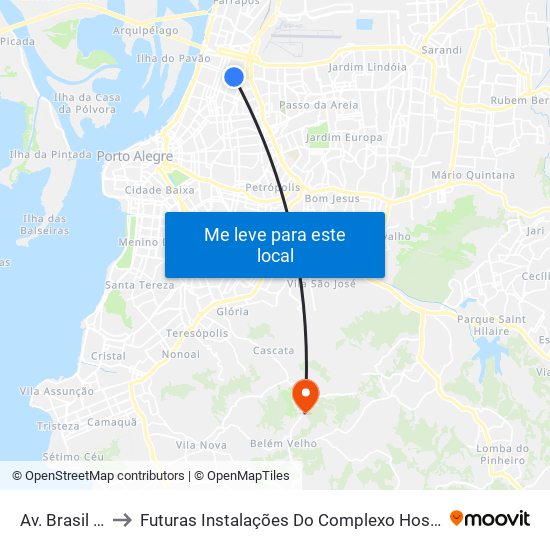 Av. Brasil - Av. Amazonas to Futuras Instalações Do Complexo Hospitalar São Miguel (Antigo Hospital Parque Belém) map