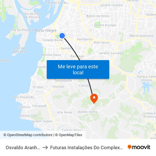 Osvaldo Aranha - Hps (Fora Do Corredor) to Futuras Instalações Do Complexo Hospitalar São Miguel (Antigo Hospital Parque Belém) map