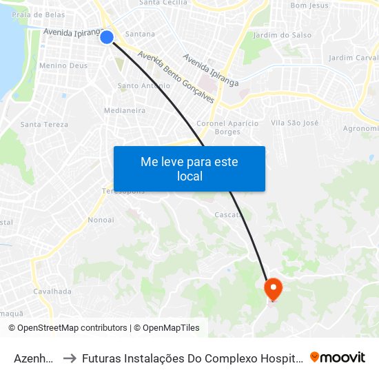 Azenha - Dmlu Cb to Futuras Instalações Do Complexo Hospitalar São Miguel (Antigo Hospital Parque Belém) map