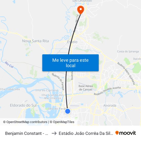 Benjamin Constant - Viaduto Utzig [Bairro - Bc] to Estádio João Corrêa Da Silveira - Clube Esportivo Aimoré map