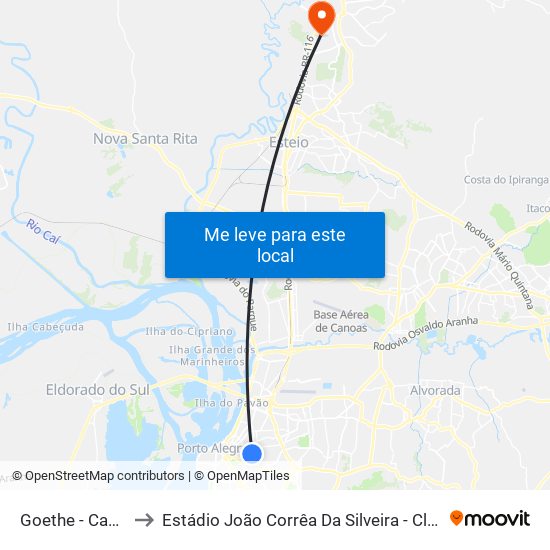 Goethe - Castro Alves to Estádio João Corrêa Da Silveira - Clube Esportivo Aimoré map