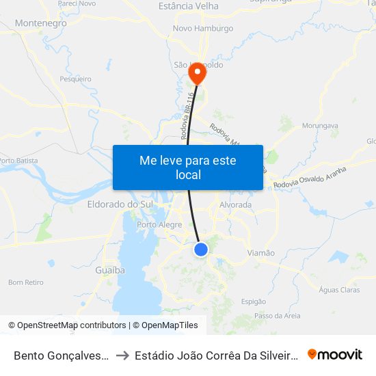 Bento Gonçalves - São Carlos Cb to Estádio João Corrêa Da Silveira - Clube Esportivo Aimoré map