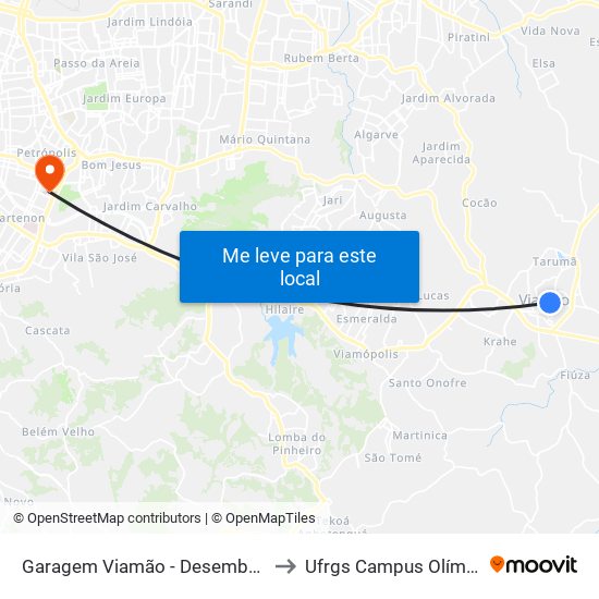 Garagem Viamão - Desembarque to Ufrgs Campus Olímpico map