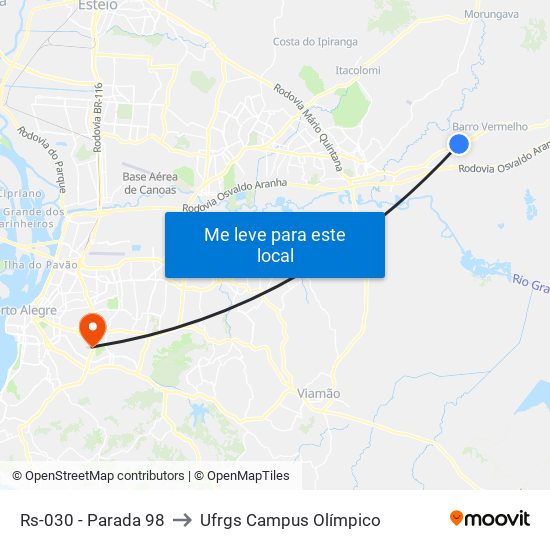 Rs-030 - Parada 98 to Ufrgs Campus Olímpico map
