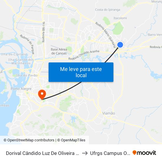 Dorival Cândido Luz De Oliveira - Parada 79a to Ufrgs Campus Olímpico map