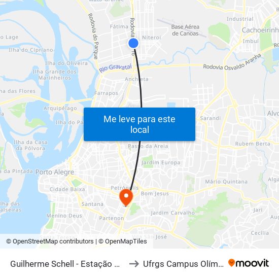 Guilherme Schell - Estação Niterói to Ufrgs Campus Olímpico map