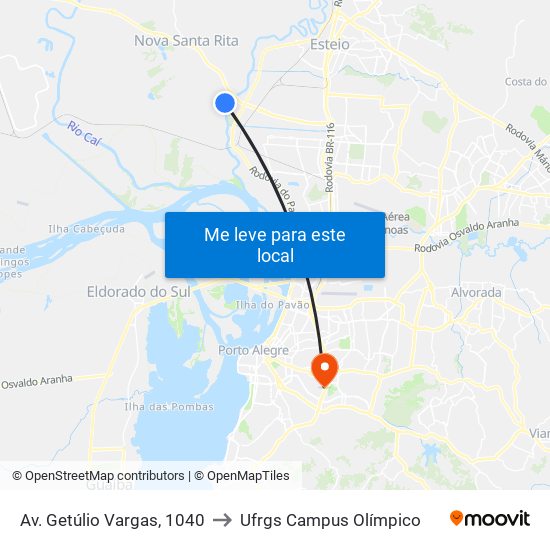 Av. Getúlio Vargas, 1040 to Ufrgs Campus Olímpico map