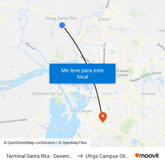 Terminal Santa Rita - Desembarque to Ufrgs Campus Olímpico map