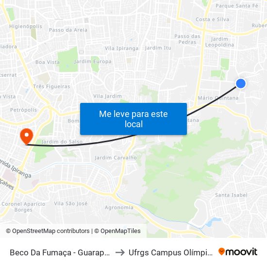 Beco Da Fumaça - Guarapari to Ufrgs Campus Olímpico map