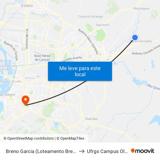 Breno Garcia (Loteamento Breno Garcia) to Ufrgs Campus Olímpico map