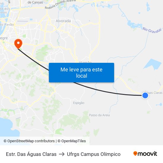 Estr. Das Águas Claras to Ufrgs Campus Olímpico map