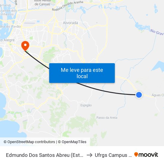 Edmundo Dos Santos Abreu (Estr. Das Laranjeiras) to Ufrgs Campus Olímpico map