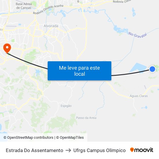 Estrada Do Assentamento to Ufrgs Campus Olímpico map