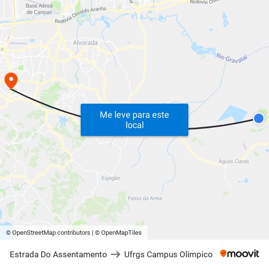 Estrada Do Assentamento to Ufrgs Campus Olímpico map