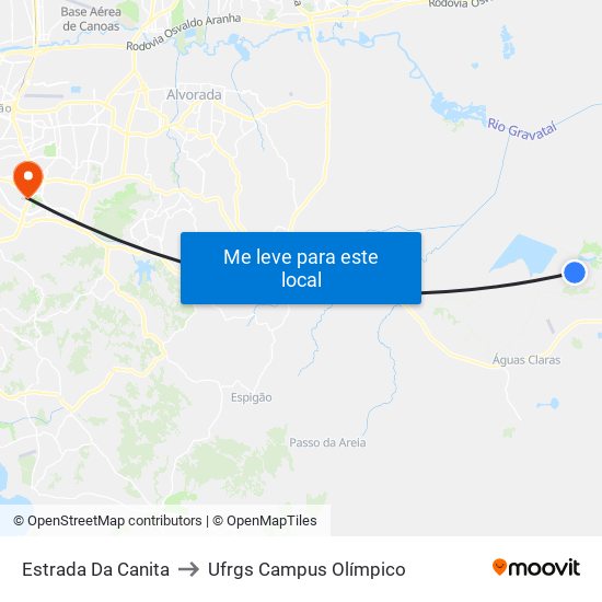 Estrada Da Canita to Ufrgs Campus Olímpico map
