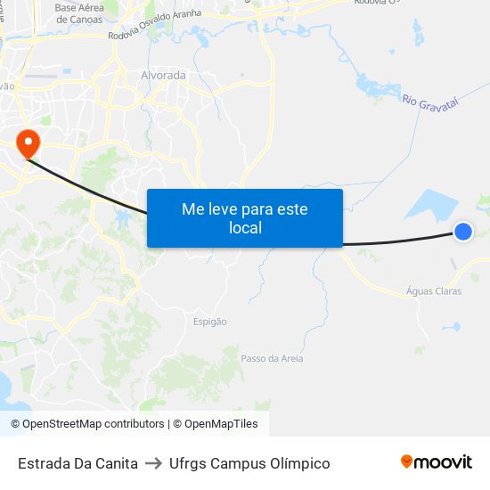 Estrada Da Canita to Ufrgs Campus Olímpico map