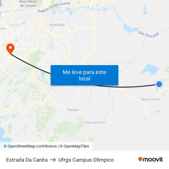 Estrada Da Canita to Ufrgs Campus Olímpico map