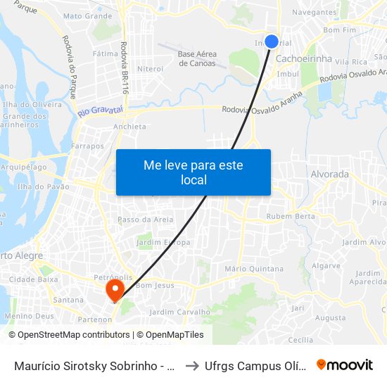 Maurício Sirotsky Sobrinho - Caliendo to Ufrgs Campus Olímpico map