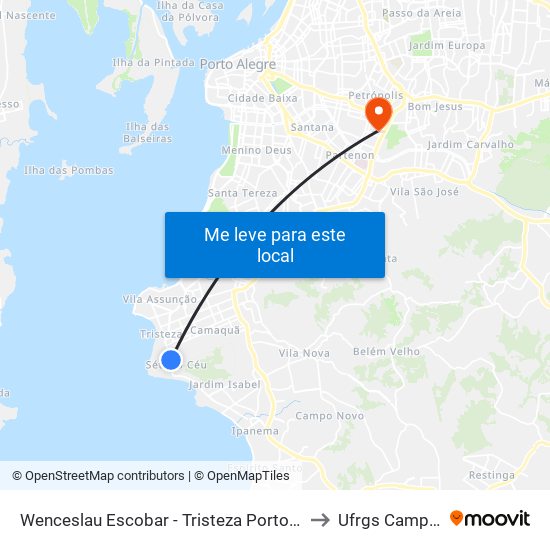 Wenceslau Escobar - Tristeza Porto Alegre - Rs 91900-000 Brasil to Ufrgs Campus Olímpico map