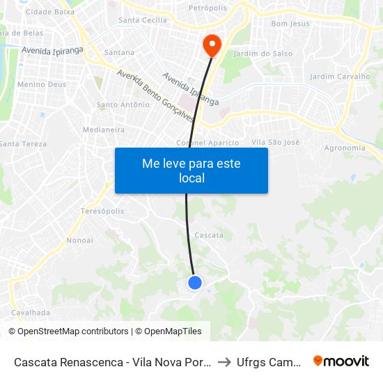 Cascata Renascenca - Vila Nova Porto Alegre - Rs 91712-370 Brasil to Ufrgs Campus Olímpico map