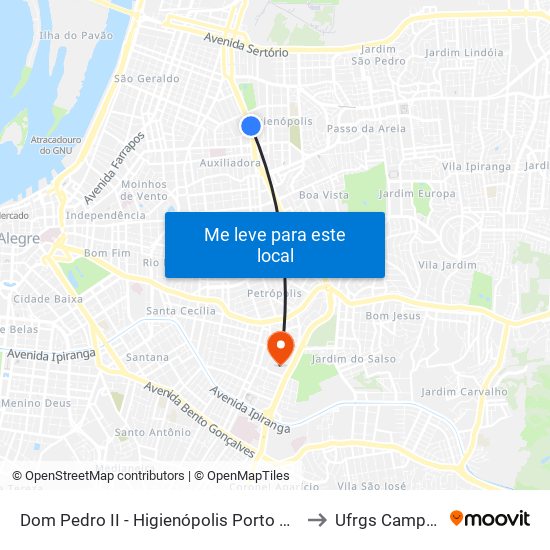 Dom Pedro II - Higienópolis Porto Alegre - Rs 90830-470 Brasil to Ufrgs Campus Olímpico map