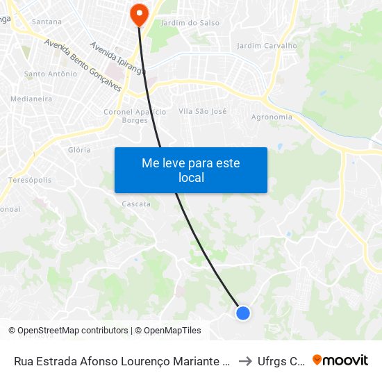 Rua Estrada Afonso Lourenço Mariante 2288-2302 - Lomba Do Pinheiro Porto Alegre - Rs 91787-260 Brasil to Ufrgs Campus Olímpico map