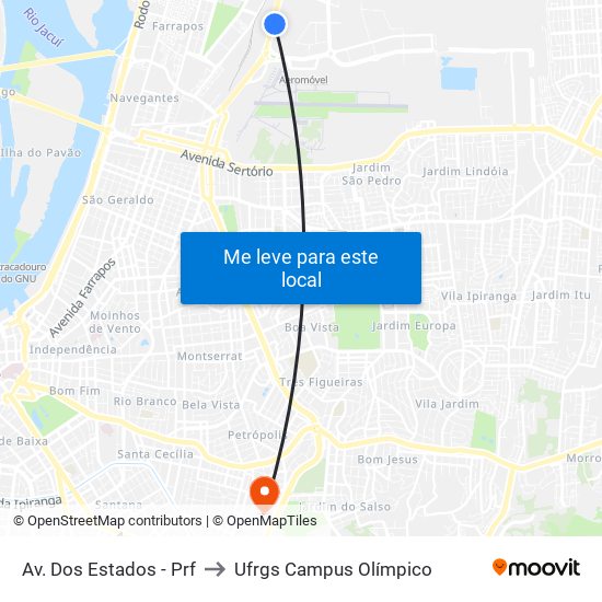 Av. Dos Estados - Prf to Ufrgs Campus Olímpico map
