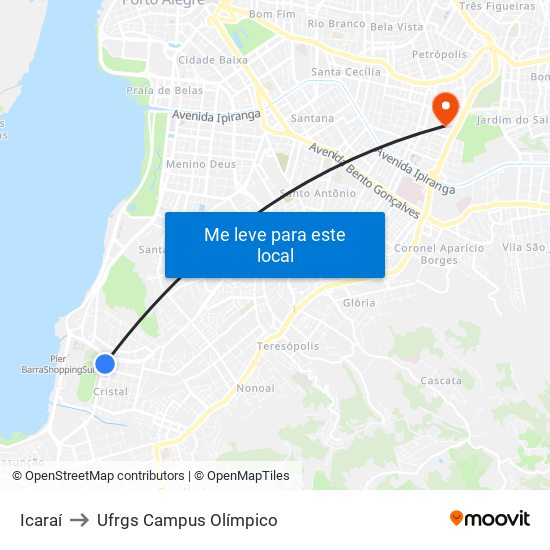 Icaraí to Ufrgs Campus Olímpico map