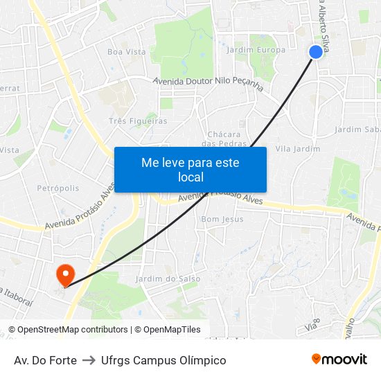 Av. Do Forte to Ufrgs Campus Olímpico map