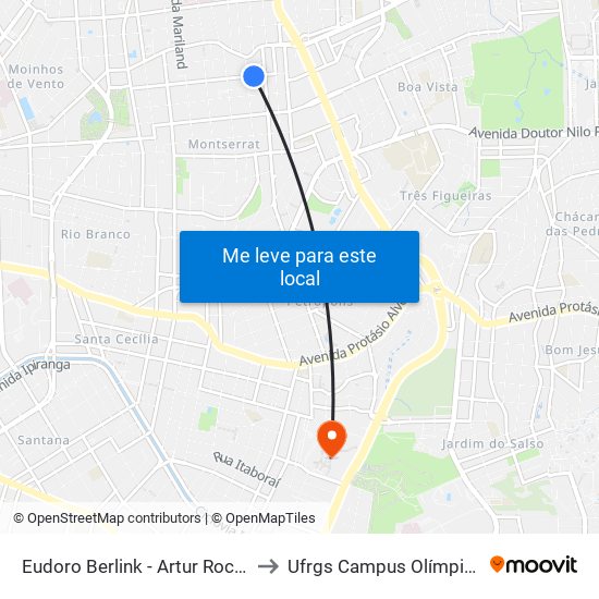 Eudoro Berlink - Artur Rocha to Ufrgs Campus Olímpico map