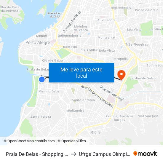 Praia De Belas - Shopping Bc to Ufrgs Campus Olímpico map