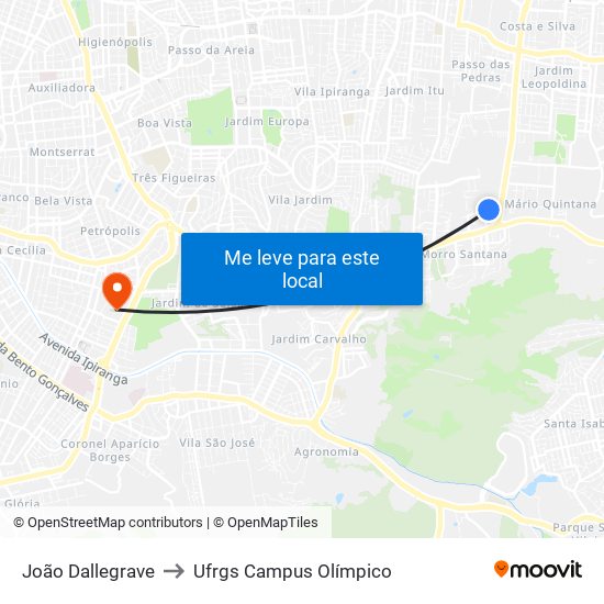 João Dallegrave to Ufrgs Campus Olímpico map