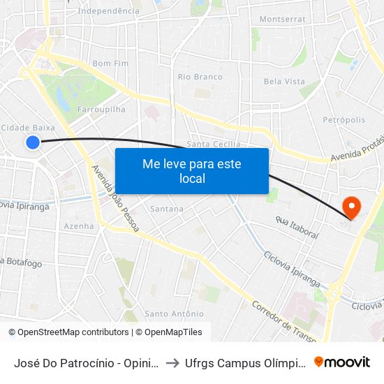 José Do Patrocínio - Opinião to Ufrgs Campus Olímpico map