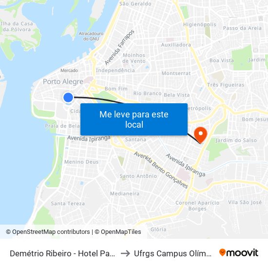 Demétrio Ribeiro - Hotel Pampa to Ufrgs Campus Olímpico map