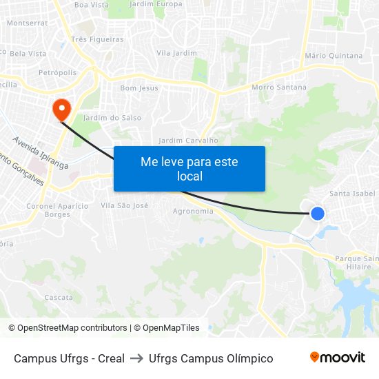 Campus Ufrgs - Creal to Ufrgs Campus Olímpico map