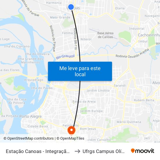 Estação Canoas - Integração Trem to Ufrgs Campus Olímpico map