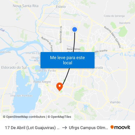 17 De Abril (Lot Guajuviras) - Caic to Ufrgs Campus Olímpico map