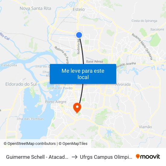 Guimerme Schell - Atacadão to Ufrgs Campus Olímpico map
