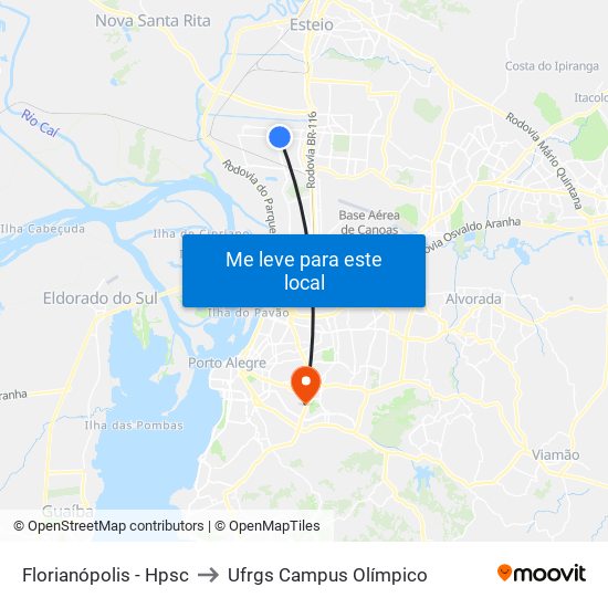 Florianópolis - Hpsc to Ufrgs Campus Olímpico map