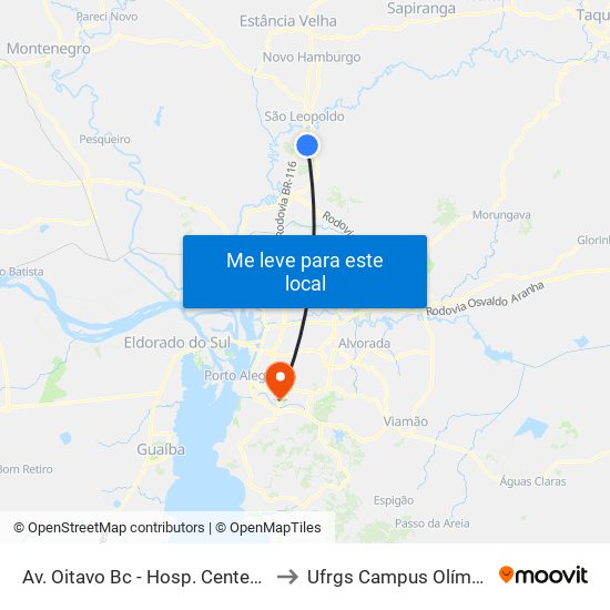 Av. Oitavo Bc - Hosp. Centenário to Ufrgs Campus Olímpico map