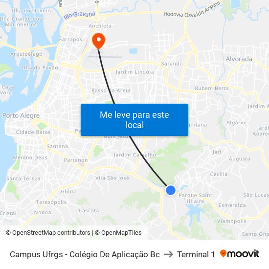 Campus Ufrgs - Colégio De Aplicação Bc to Terminal 1 map