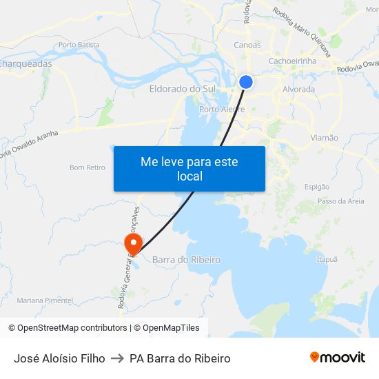 José Aloísio Filho to PA Barra do Ribeiro map