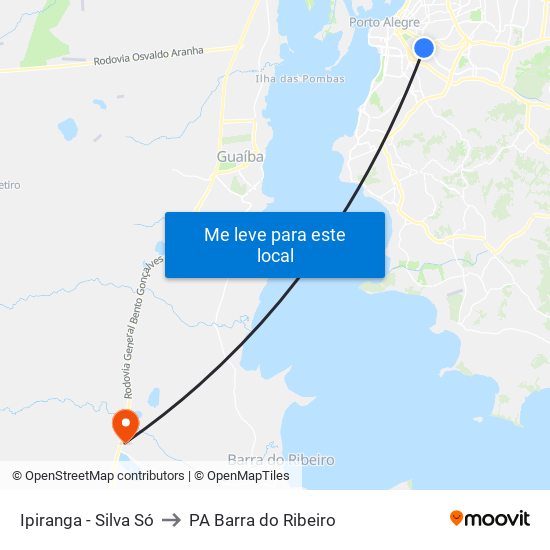 Ipiranga - Silva Só to PA Barra do Ribeiro map