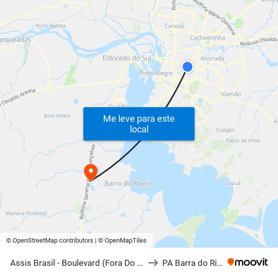 Assis Brasil - Boulevard (Fora Do Corredor) to PA Barra do Ribeiro map