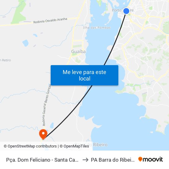 Pça. Dom Feliciano - Santa Casa to PA Barra do Ribeiro map