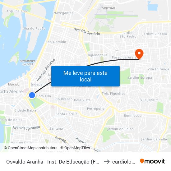 Osvaldo Aranha - Inst. De Educação (Fora Do Corredor) to cardiologia-4d map