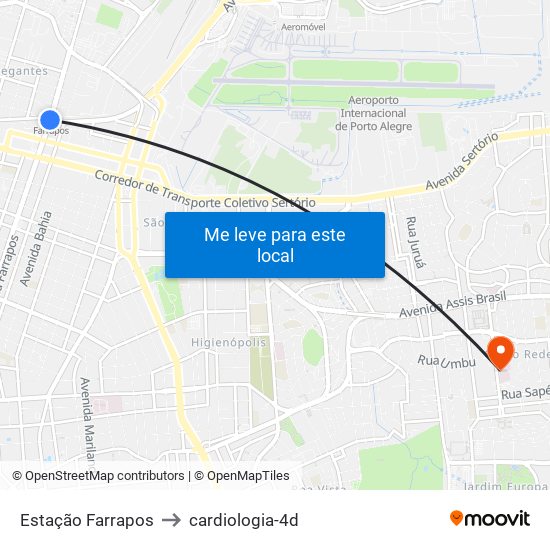 Estação Farrapos to cardiologia-4d map